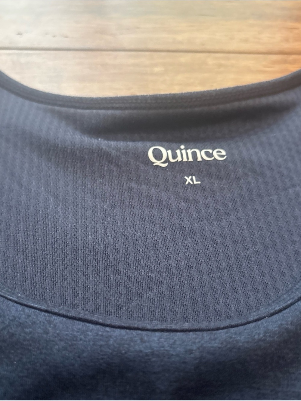 Quince Ultra-Form High-Neck Cropped Tank XL Heather Navy Blue Built-In Bra - Picture 3 of 7